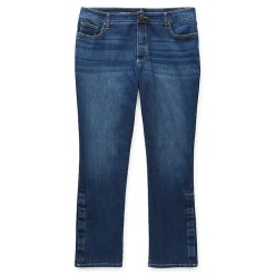 St. John's Bay Secretly Slender Womens Plus Mid Rise Adaptive Hidden Access Opening Straight Leg Jean