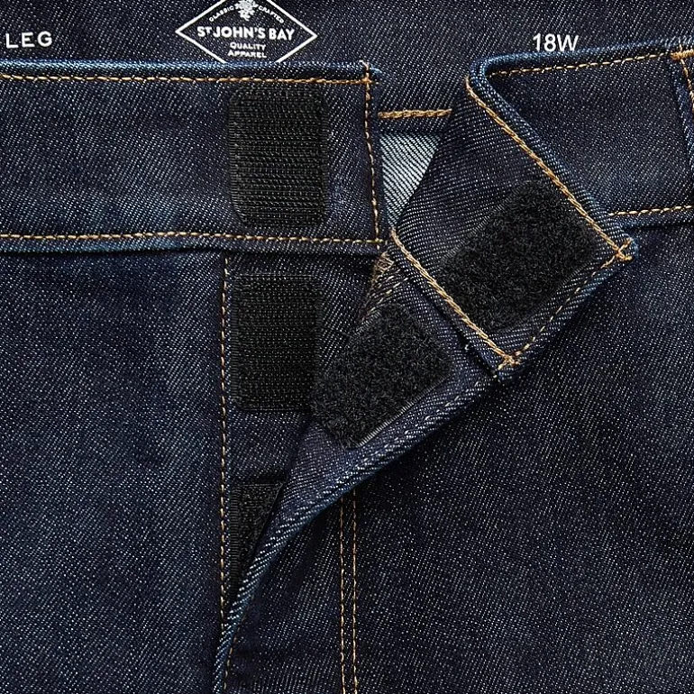 St. John's Bay Secretly Slender Womens Plus Mid Rise Adaptive Hidden Access Opening Straight Leg Jean