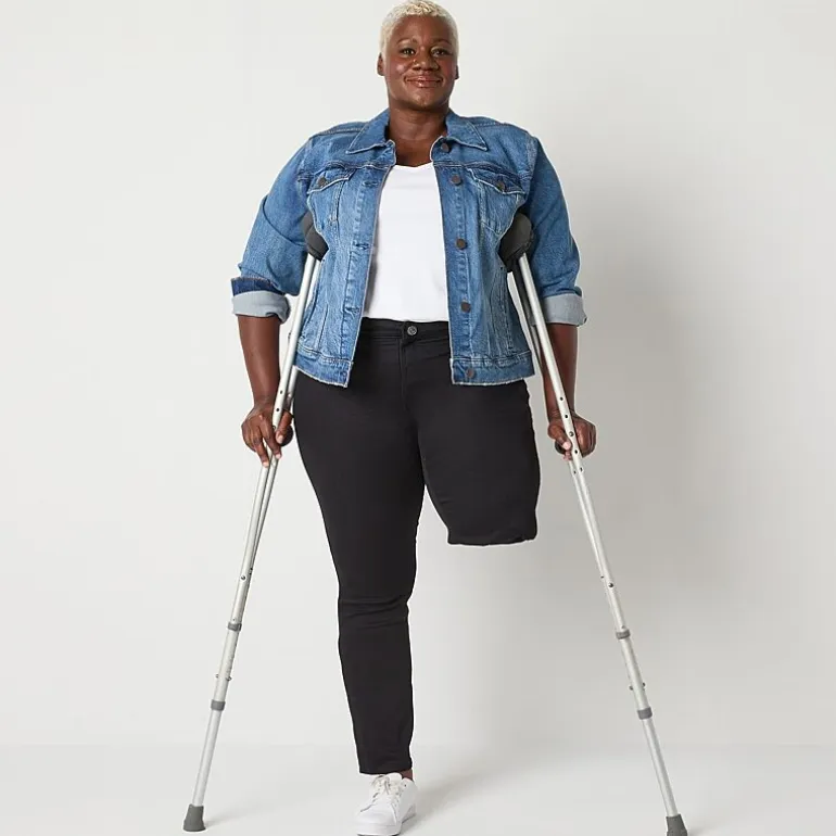 St. John's Bay Secretly Slender Womens Plus Mid Rise Adaptive Hidden Access Opening Straight Leg Jean