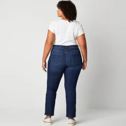 St. John's Bay Secretly Slender Womens Plus Mid Rise Adaptive Hidden Access Opening Straight Leg Jean