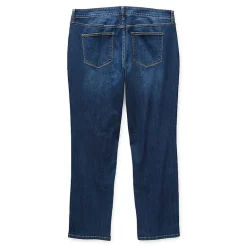 St. John's Bay Secretly Slender Womens Plus Mid Rise Adaptive Hidden Access Opening Straight Leg Jean