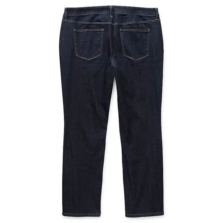 St. John's Bay Secretly Slender Womens Plus Mid Rise Adaptive Hidden Access Opening Straight Leg Jean
