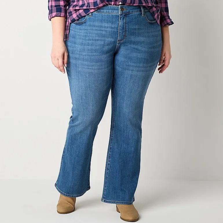 St. John's Bay Secretly Slender Womens Mid Rise Bootcut Jean