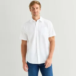 St. John's Bay Slub Mens Short Sleeve Classic Fit Button-Down Shirt