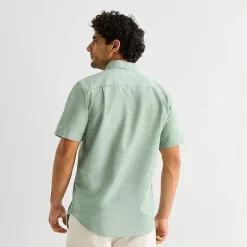 St. John's Bay Slub Mens Short Sleeve Classic Fit Button-Down Shirt