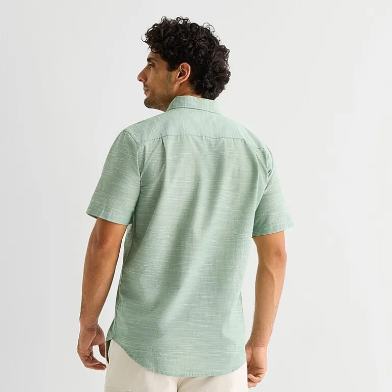 St. John's Bay Slub Mens Short Sleeve Classic Fit Button-Down Shirt