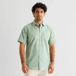 St. John's Bay Slub Mens Short Sleeve Classic Fit Button-Down Shirt