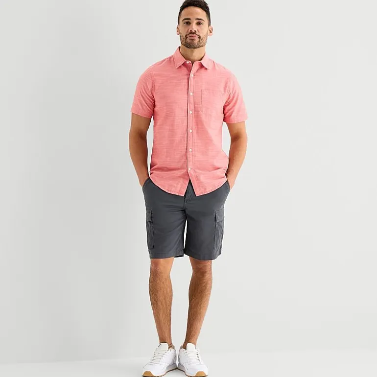 St. John's Bay Slub Mens Short Sleeve Classic Fit Button-Down Shirt