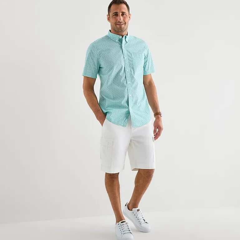 St. John's Bay Stretch Poplin Mens Short Sleeve Classic Fit Button-Down Shirt