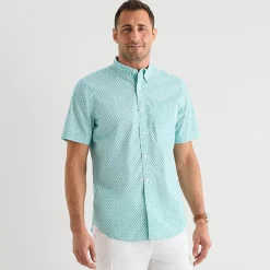 St. John's Bay Stretch Poplin Mens Short Sleeve Classic Fit Button-Down Shirt