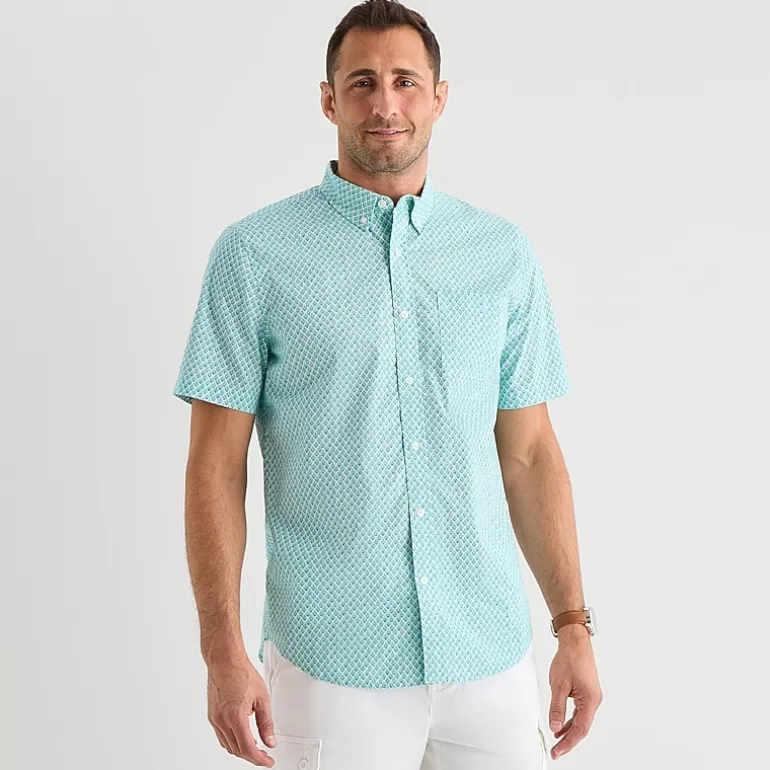 St. John's Bay Stretch Poplin Mens Short Sleeve Classic Fit Button-Down Shirt