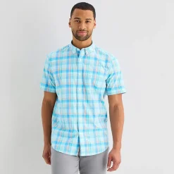 St. John's Bay Stretch Poplin Mens Short Sleeve Classic Fit Button-Down Shirt