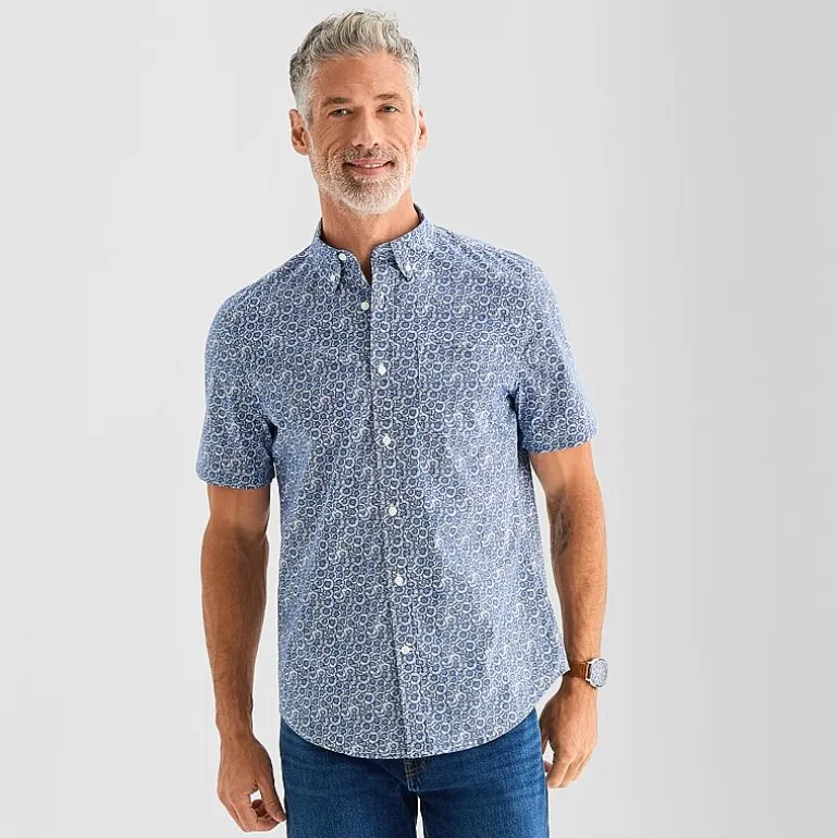 St. John's Bay Stretch Poplin Mens Short Sleeve Classic Fit Button-Down Shirt
