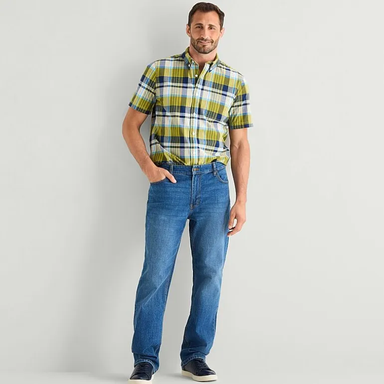 St. John's Bay Stretch Poplin Mens Short Sleeve Classic Fit Button-Down Shirt