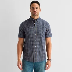 St. John's Bay Stretch Poplin Mens Short Sleeve Classic Fit Button-Down Shirt