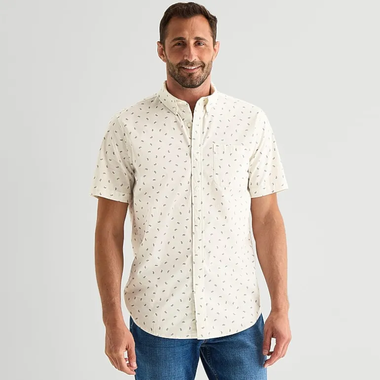 St. John's Bay Stretch Poplin Mens Short Sleeve Classic Fit Button-Down Shirt