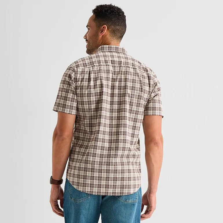 St. John's Bay Stretch Poplin Mens Short Sleeve Classic Fit Button-Down Shirt