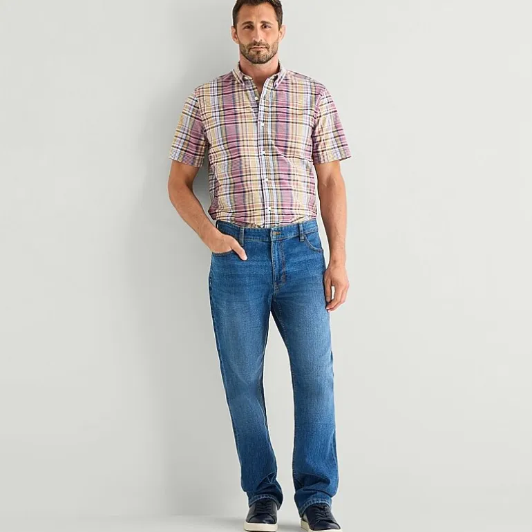 St. John's Bay Stretch Poplin Mens Short Sleeve Classic Fit Button-Down Shirt