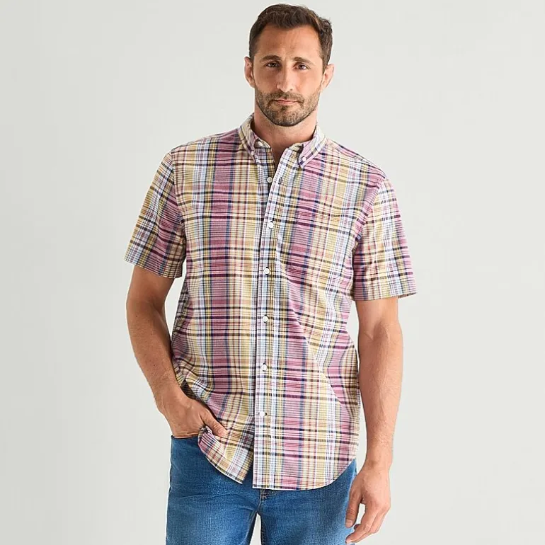 St. John's Bay Stretch Poplin Mens Short Sleeve Classic Fit Button-Down Shirt