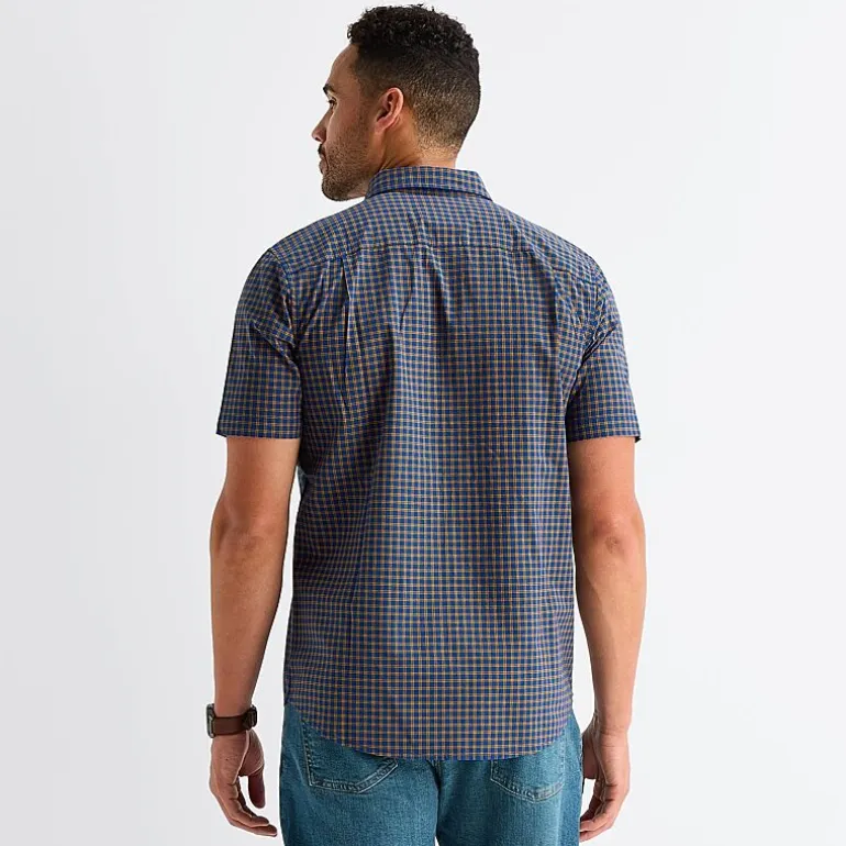 St. John's Bay Stretch Poplin Mens Short Sleeve Classic Fit Button-Down Shirt