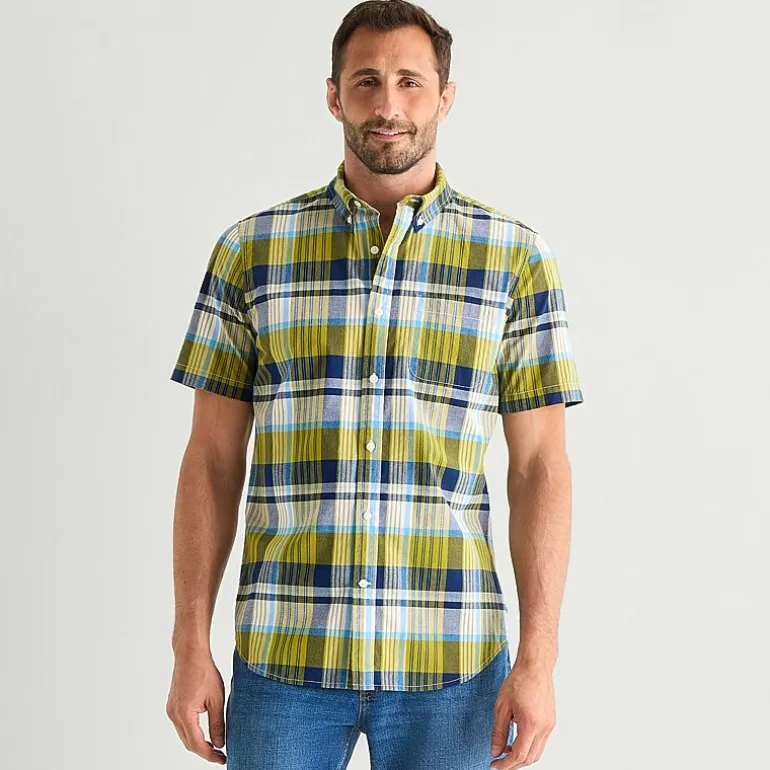 St. John's Bay Stretch Poplin Mens Short Sleeve Classic Fit Button-Down Shirt