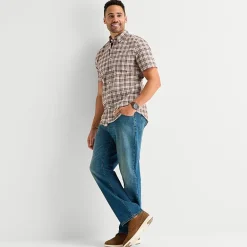 St. John's Bay Stretch Poplin Mens Short Sleeve Classic Fit Button-Down Shirt