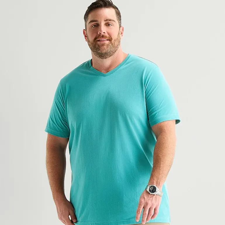 St. John's Bay Super Soft Mens V Neck Short Sleeve Quick Dry Big and Tall T-Shirt