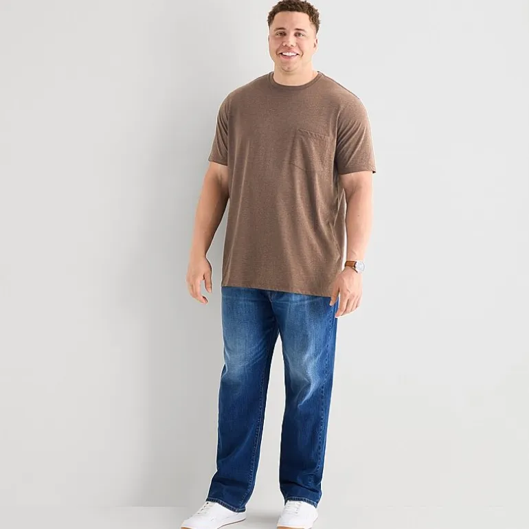 St. John's Bay Super Soft Pocket Mens Crew Neck Short Sleeve Quick Dry Stretch Fabric Big and Tall T-Shirt