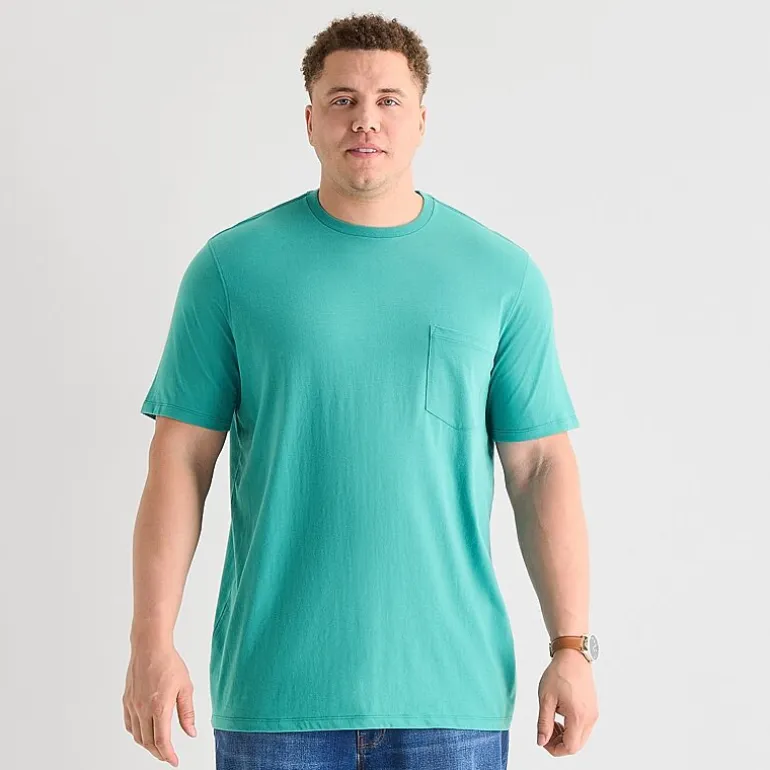 St. John's Bay Super Soft Pocket Mens Crew Neck Short Sleeve Quick Dry Stretch Fabric Big and Tall T-Shirt