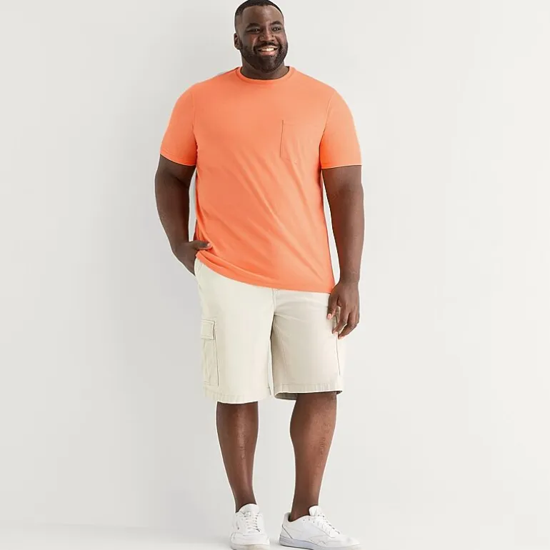 St. John's Bay Super Soft Pocket Mens Crew Neck Short Sleeve Quick Dry Stretch Fabric Big and Tall T-Shirt
