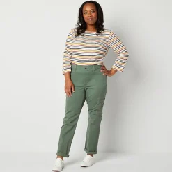 St. John's Bay Womens Adaptive Easy-on + Easy-off Seated Wear Slim Mid Rise Trouser