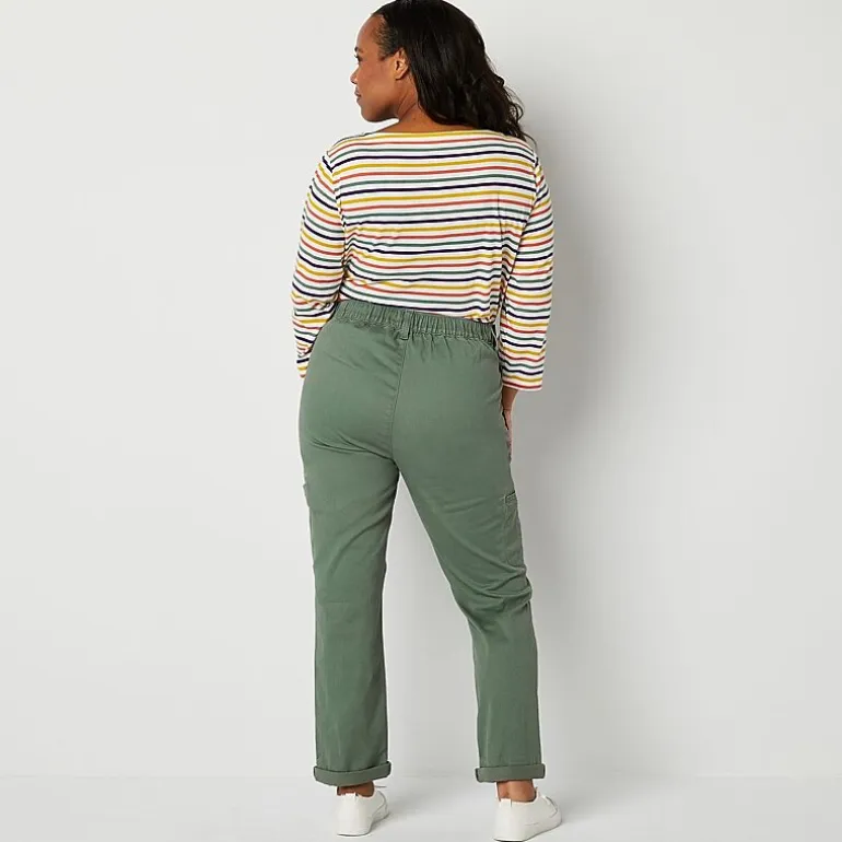 St. John's Bay Womens Adaptive Easy-on + Easy-off Seated Wear Slim Mid Rise Trouser