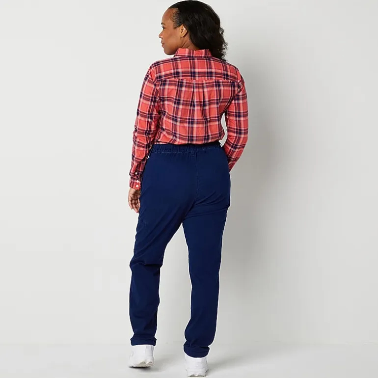St. John's Bay Womens Adaptive Easy-on + Easy-off Seated Wear Slim Mid Rise Trouser