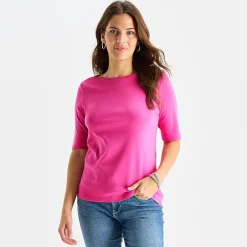 St. John's Bay Womens Boat Neck Elbow Sleeve T-Shirt