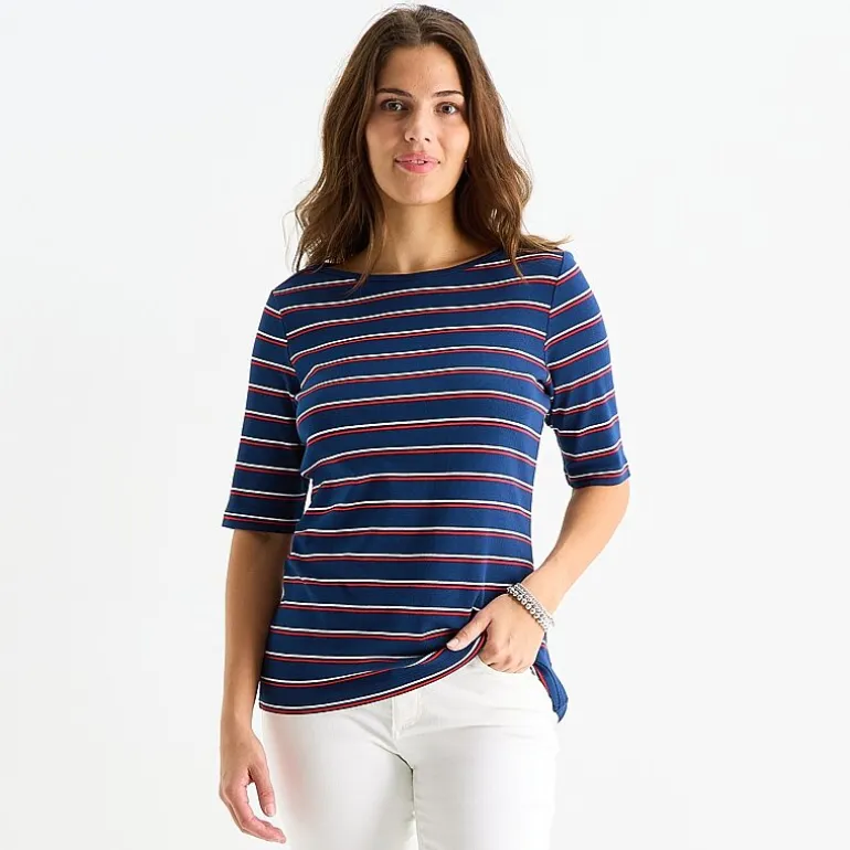 St. John's Bay Womens Boat Neck Elbow Sleeve T-Shirt