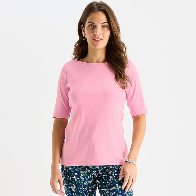 St. John's Bay Womens Boat Neck Elbow Sleeve T-Shirt