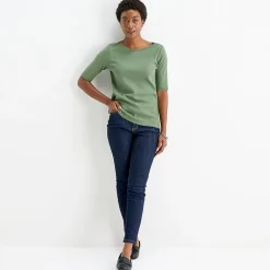 St. John's Bay Womens Boat Neck Elbow Sleeve T-Shirt