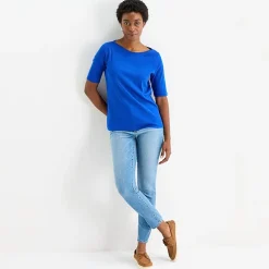 St. John's Bay Womens Boat Neck Elbow Sleeve T-Shirt