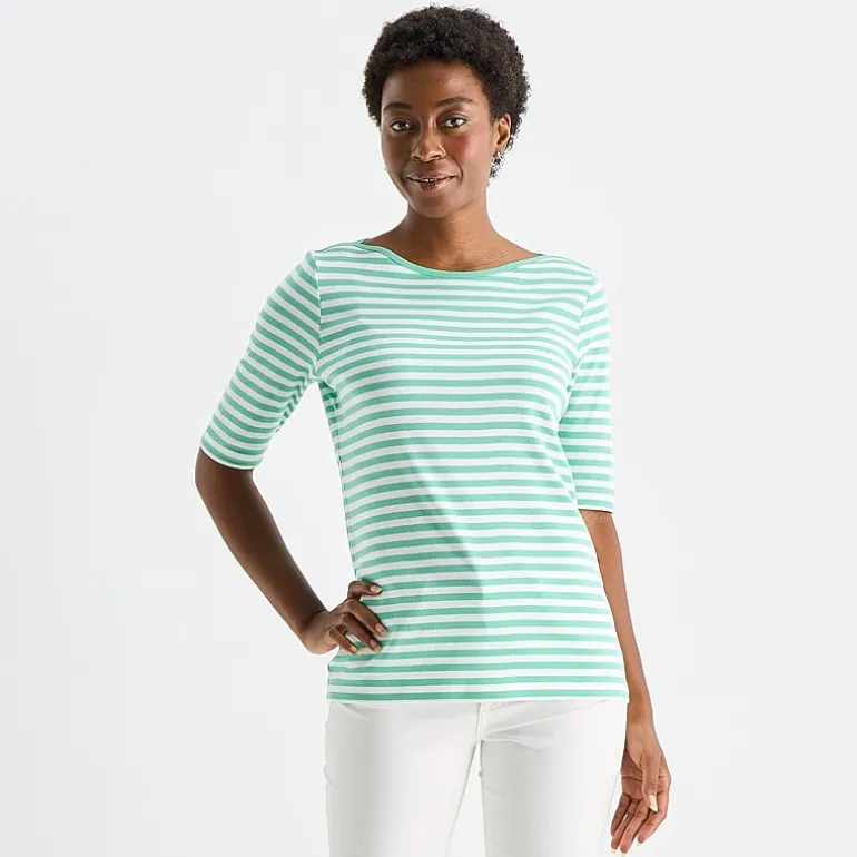 St. John's Bay Womens Boat Neck Elbow Sleeve T-Shirt