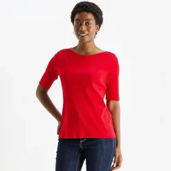 St. John's Bay Womens Boat Neck Elbow Sleeve T-Shirt