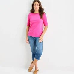 St. John's Bay Womens Boat Neck Elbow Sleeve T-Shirt