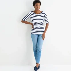 St. John's Bay Womens Boat Neck Elbow Sleeve T-Shirt