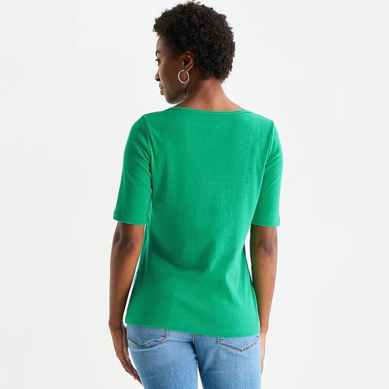St. John's Bay Womens Boat Neck Elbow Sleeve T-Shirt