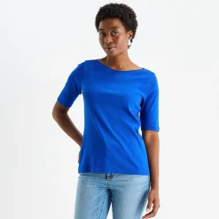 St. John's Bay Womens Boat Neck Elbow Sleeve T-Shirt