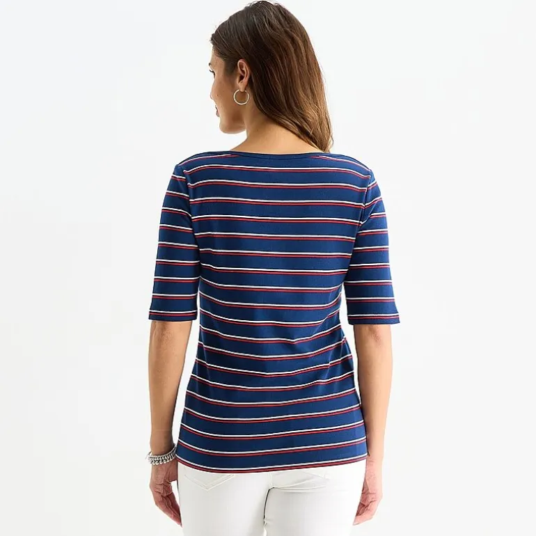 St. John's Bay Womens Boat Neck Elbow Sleeve T-Shirt