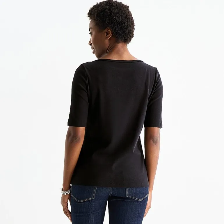 St. John's Bay Womens Boat Neck Elbow Sleeve T-Shirt