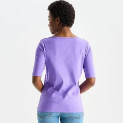 St. John's Bay Womens Boat Neck Elbow Sleeve T-Shirt