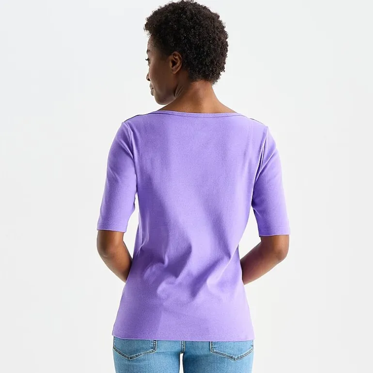 St. John's Bay Womens Boat Neck Elbow Sleeve T-Shirt