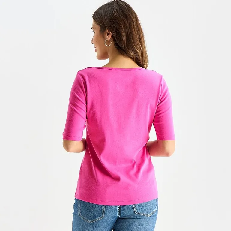 St. John's Bay Womens Boat Neck Elbow Sleeve T-Shirt