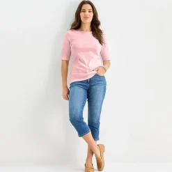 St. John's Bay Womens Boat Neck Elbow Sleeve T-Shirt